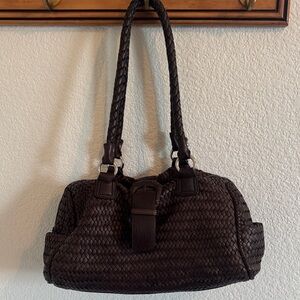 Chic Dark Brown Woven Shoulder Bag